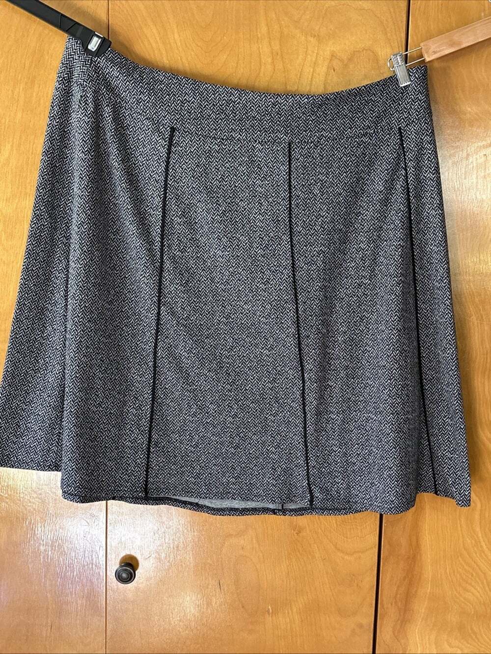 Avenue Black White Gray Herringbone Print Skirt Womens Plus 22/24 (2x) Modest
